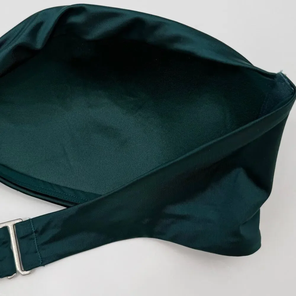 CALIA Bikini Top Women’s SZ Large Twisted Bandeau Sea Green Shine Strapless NWT
